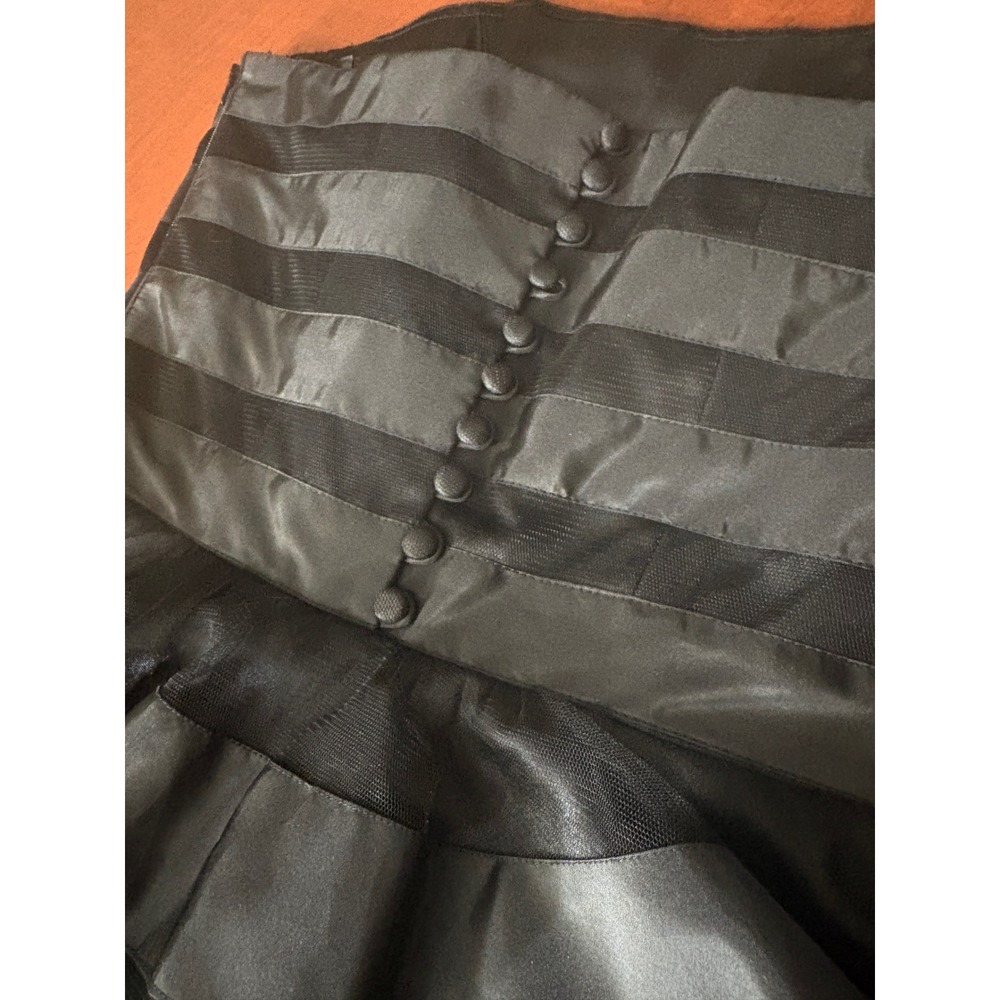 Vintage Betsey Johnson Evening Black Strapless Tiered Mesh Ruffle Dress Size 4 - Picture 10 of 11
